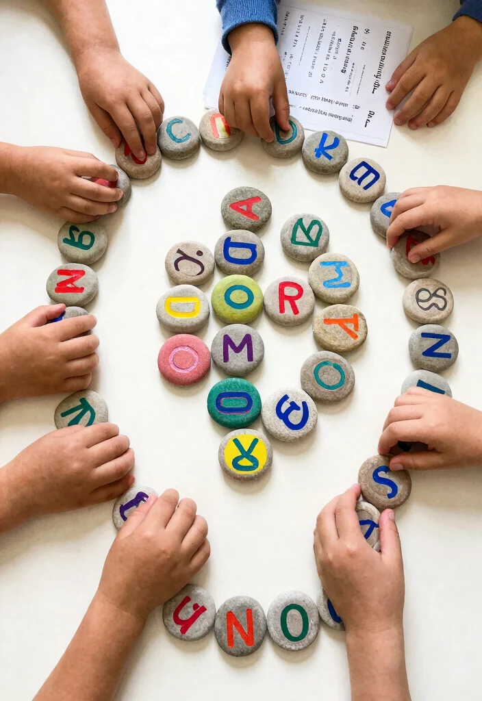 15 Fun Kids Alphabet Crafts DIY to Learn Letters Through Play - 5. Alphabet Story Stones 1