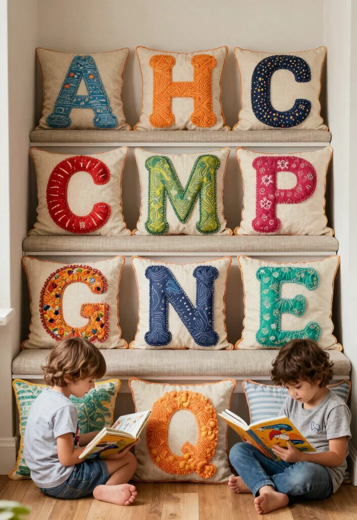 15 Fun Kids Alphabet Crafts DIY to Learn Letters Through Play - 6. DIY Alphabet Pillows 1