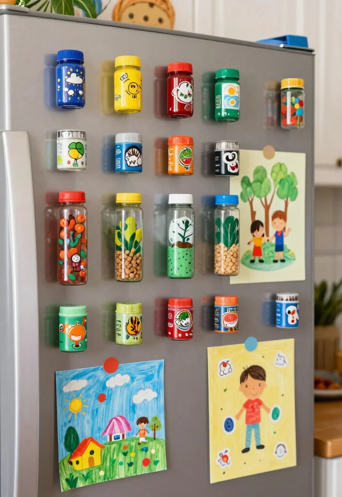 15 Simple Kids Recycling Ideas DIY Using Everyday Waste Materials - 1. Bottle Cap Magnets 1