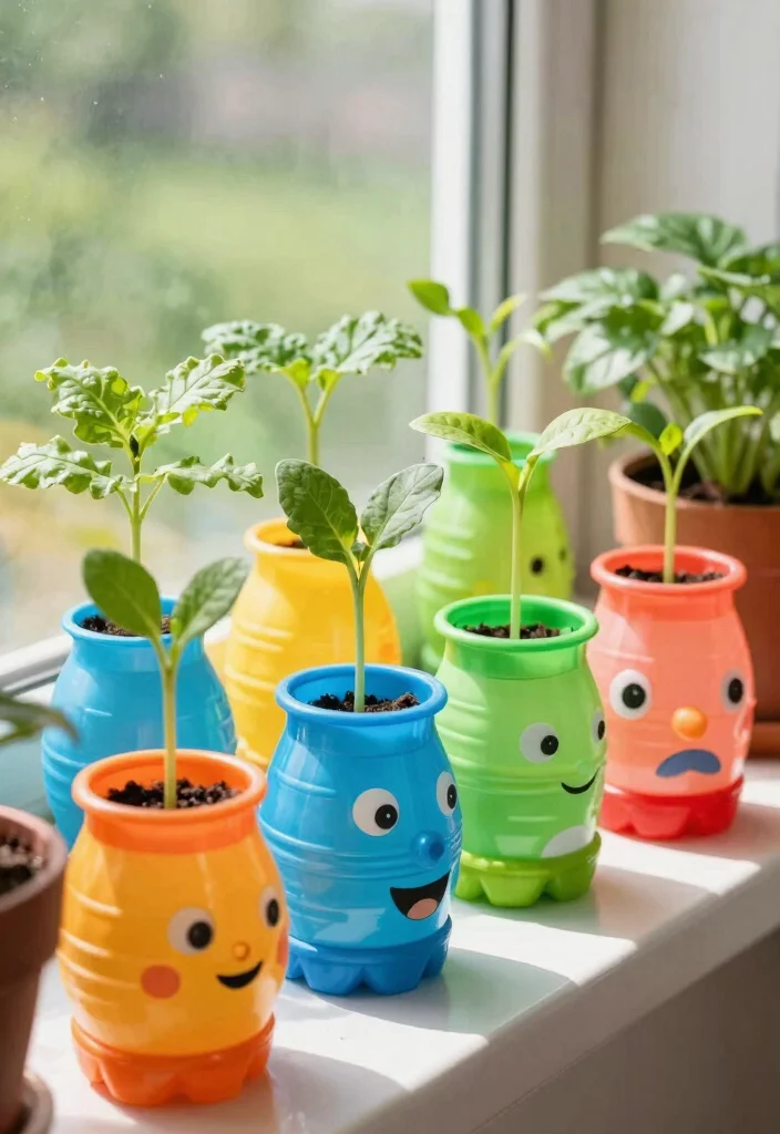 15 Simple Kids Recycling Ideas DIY Using Everyday Waste Materials - 5. Plastic Bottle Planters 1