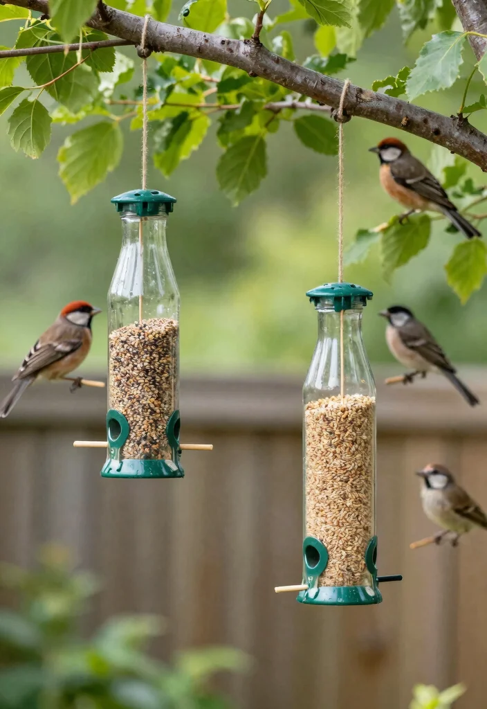 15 Simple Kids Recycling Ideas DIY Using Everyday Waste Materials - 7. Soda Bottle Bird Feeders 1
