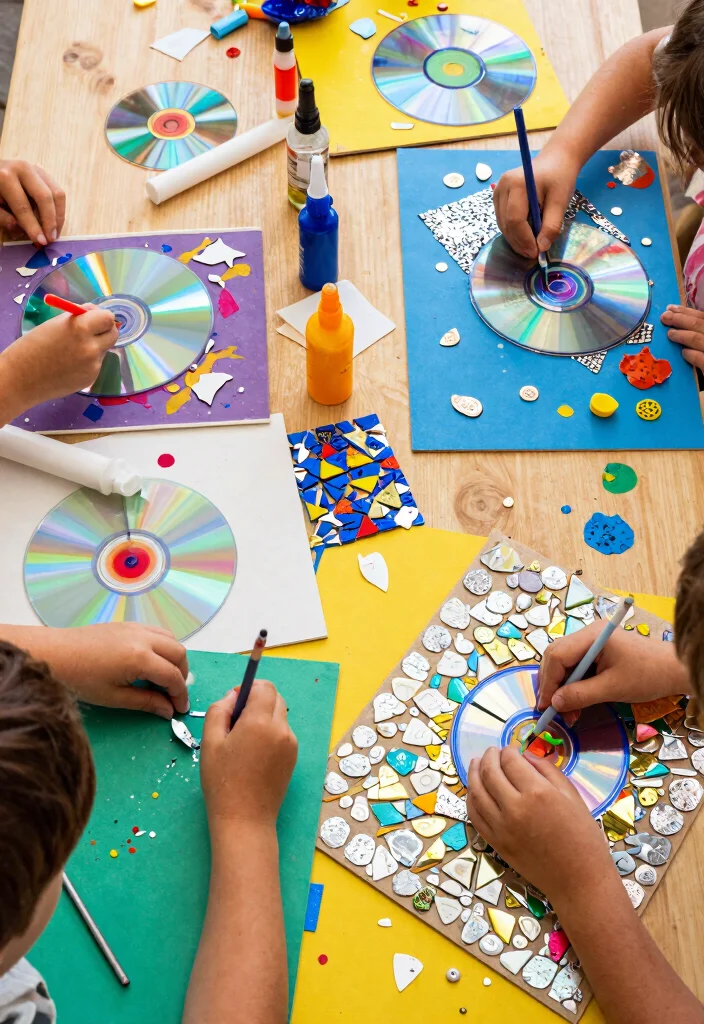 15 Simple Kids Recycling Ideas DIY Using Everyday Waste Materials - 8. CD Art 1