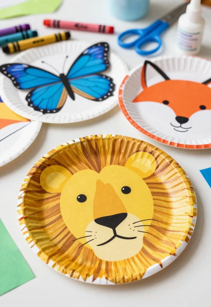16 Easy Paper Plate Crafts for Kids Perfect for Home and School - 1. Colorful Animal Faces 1