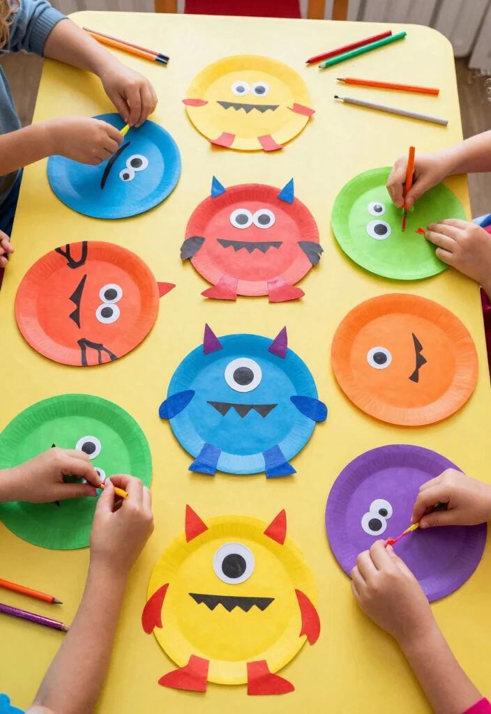 16 Easy Paper Plate Crafts for Kids Perfect for Home and School - 11. Silly Monsters 1