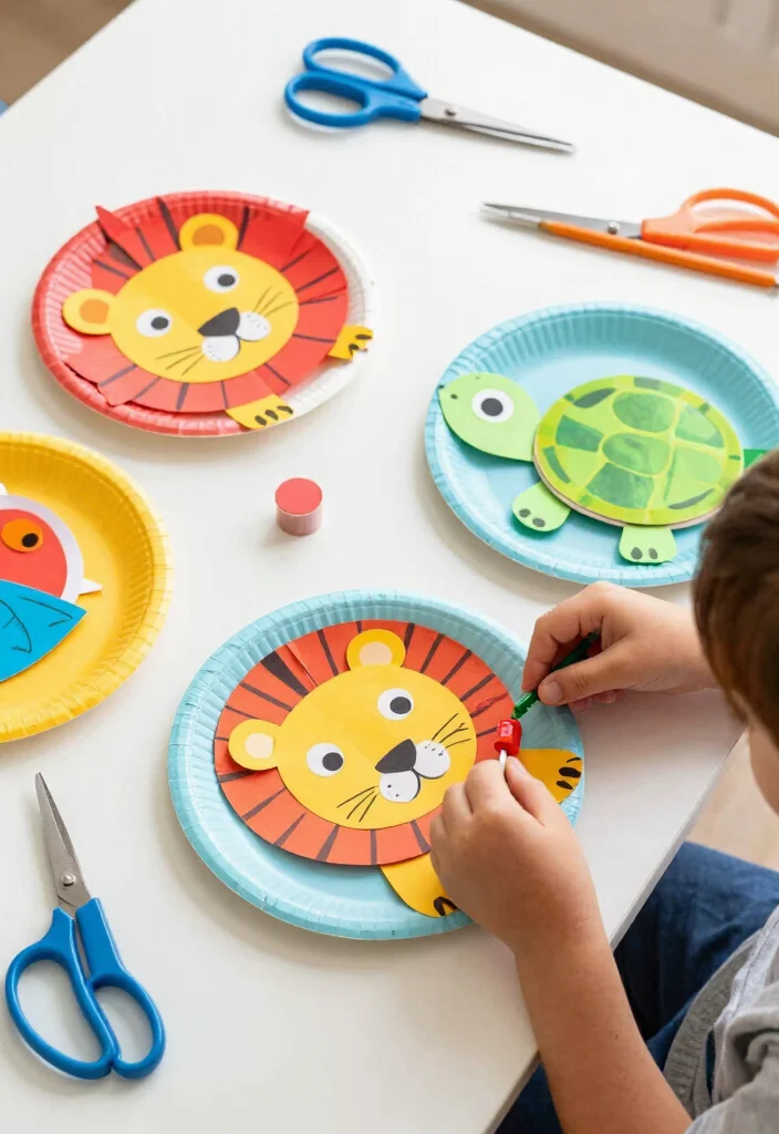 16 Fun Hand Puppets DIY Paper Crafts for Kids to Make at Home - 2. Animal Friends: Paper Plate Puppets 1