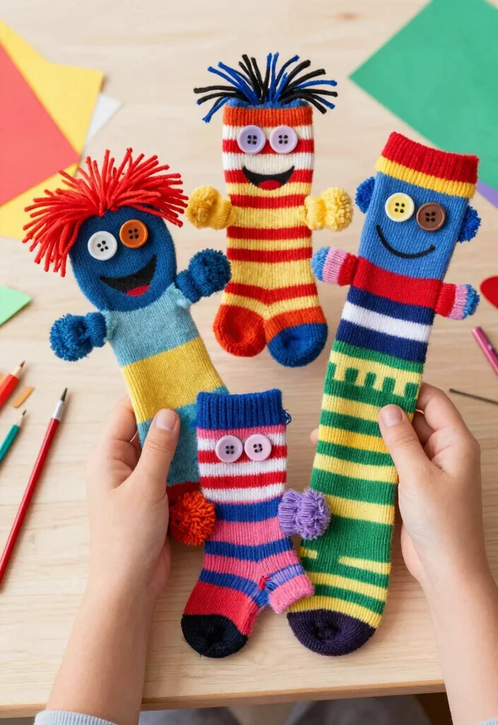 16 Fun Hand Puppets DIY Paper Crafts for Kids to Make at Home - 5. Classic Sock Puppets 1