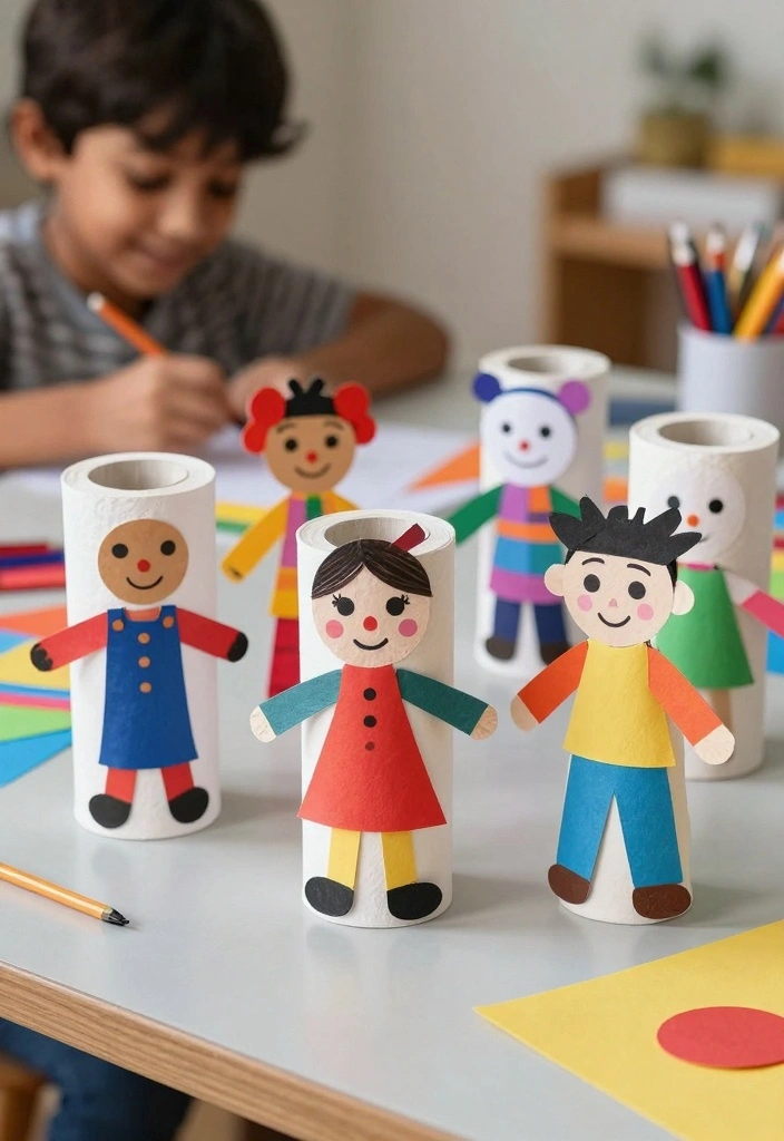 16 Fun Hand Puppets DIY Paper Crafts for Kids to Make at Home - 7. Paper Roll Puppets: Eco-Friendly Fun! 1