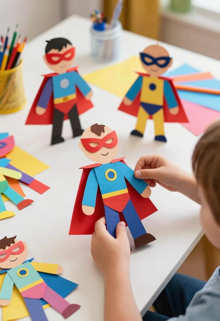 16 Fun Hand Puppets DIY Paper Crafts for Kids to Make at Home - 8. Superhero Paper Puppets 1
