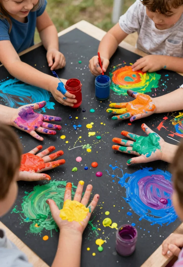 16 Fun Kids Finger Painting DIY Ideas for Creative and Messy Play - 13. Finger Painting with a Twist – Painting on Black Paper 1