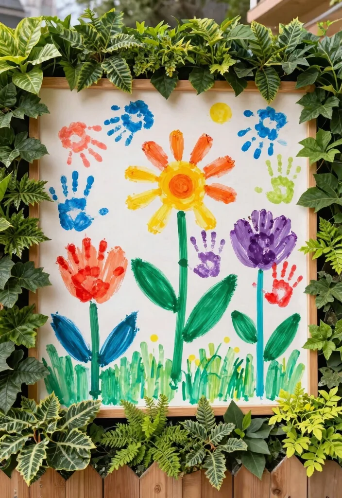 16 Sweet Kids Handprint Flower DIY Crafts for Gifts and Keepsakes - 11. Handprint Flower Garden 1