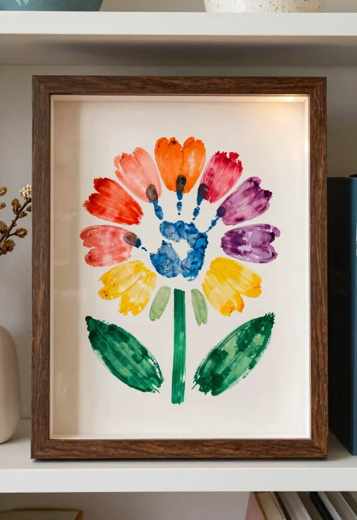 16 Sweet Kids Handprint Flower DIY Crafts for Gifts and Keepsakes - 15. Handprint Flower Shadow Box 1