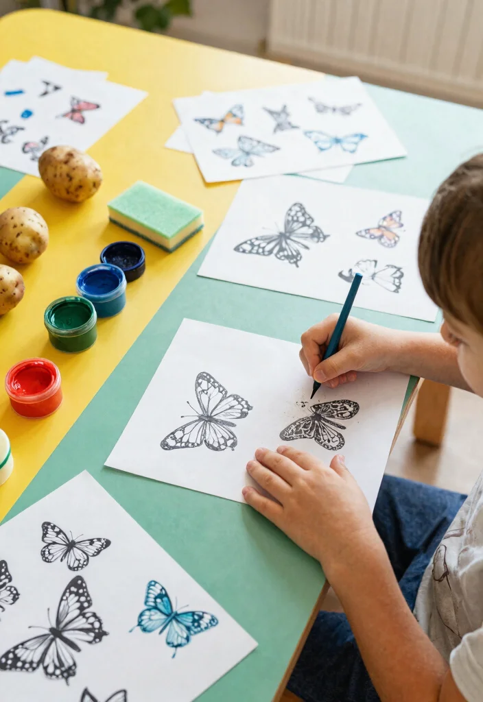 17 Beautiful DIY Butterfly Crafts for Kids with Paper and Paint - 10. DIY Butterfly Stamps 1