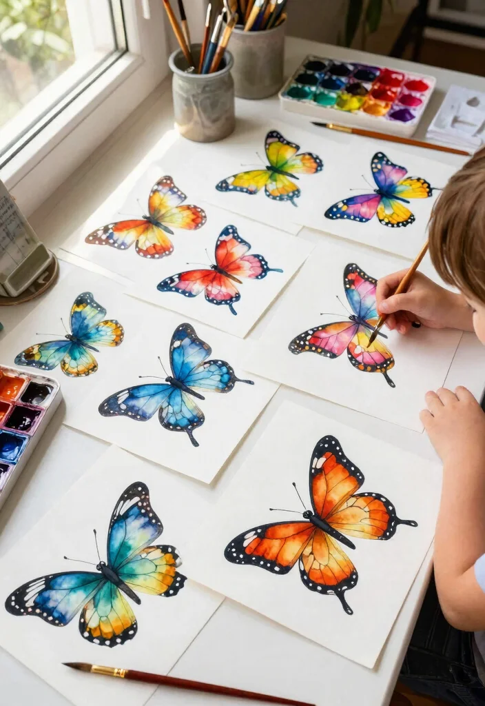 17 Beautiful DIY Butterfly Crafts for Kids with Paper and Paint - 15. Watercolor Butterflies 1