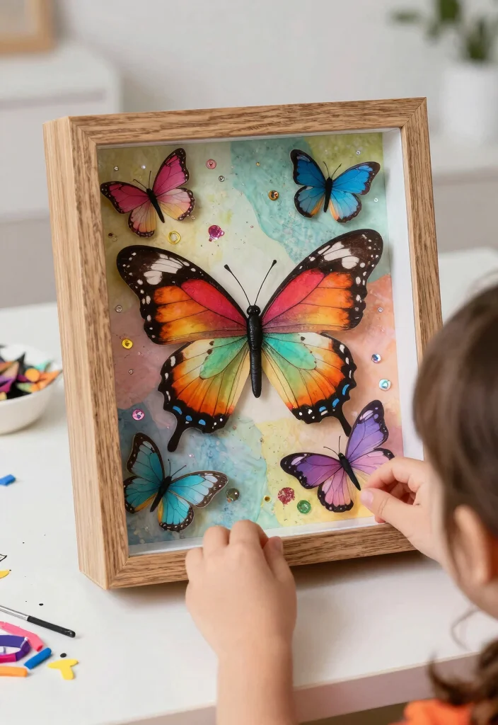 17 Beautiful DIY Butterfly Crafts for Kids with Paper and Paint - 17. Butterfly Shadow Boxes 1