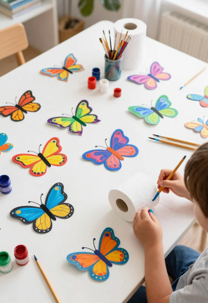 17 Beautiful DIY Butterfly Crafts for Kids with Paper and Paint - 3. Toilet Paper Roll Butterflies 1