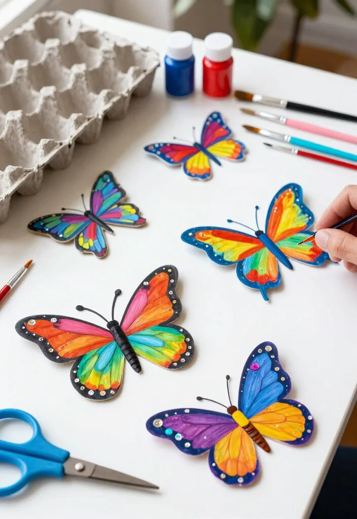 17 Beautiful DIY Butterfly Crafts for Kids with Paper and Paint - 5. Egg Carton Butterflies 1