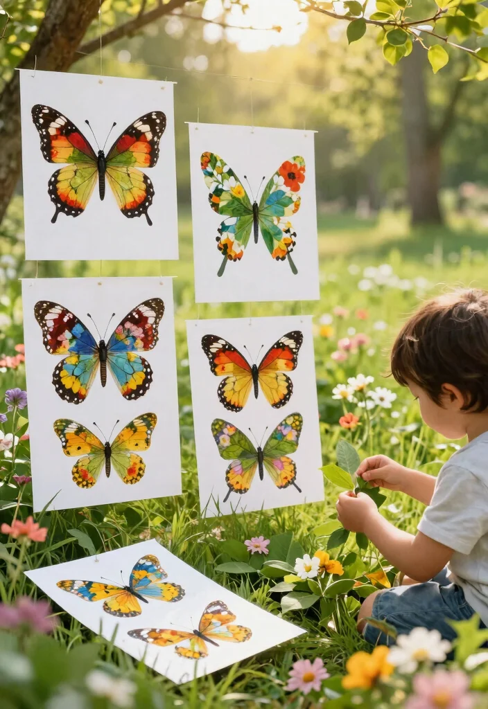 17 Beautiful DIY Butterfly Crafts for Kids with Paper and Paint - 8. Nature Print Butterflies 1