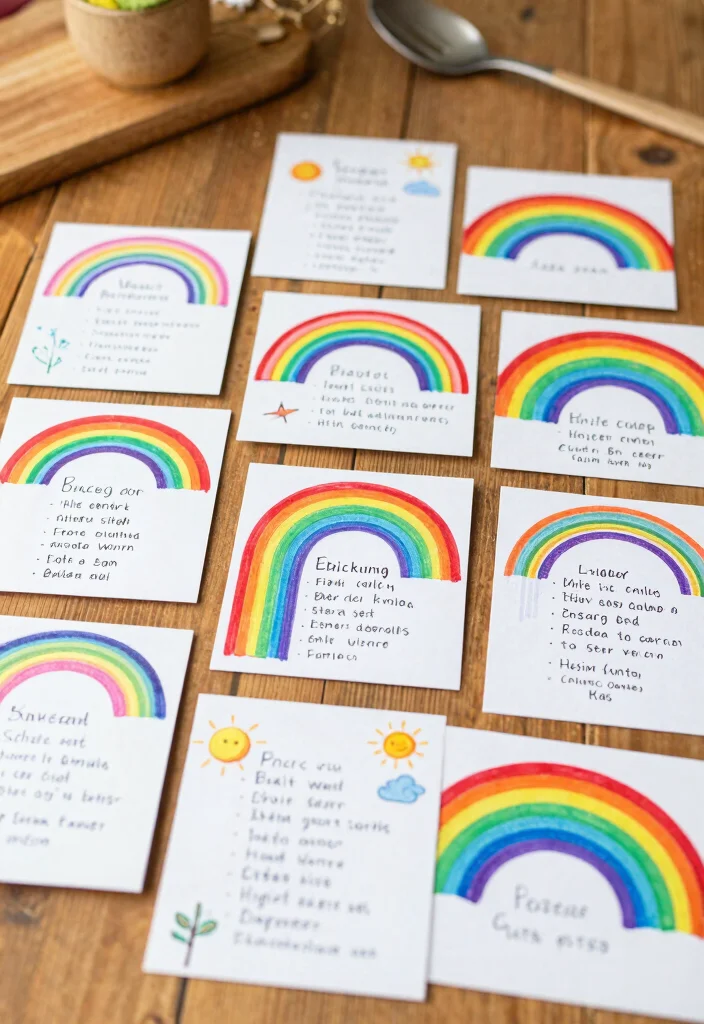 17 Easy Rainbow Crafts for Kids Using Paper and Simple Supplies - 16. Rainbow Recipe Cards 1