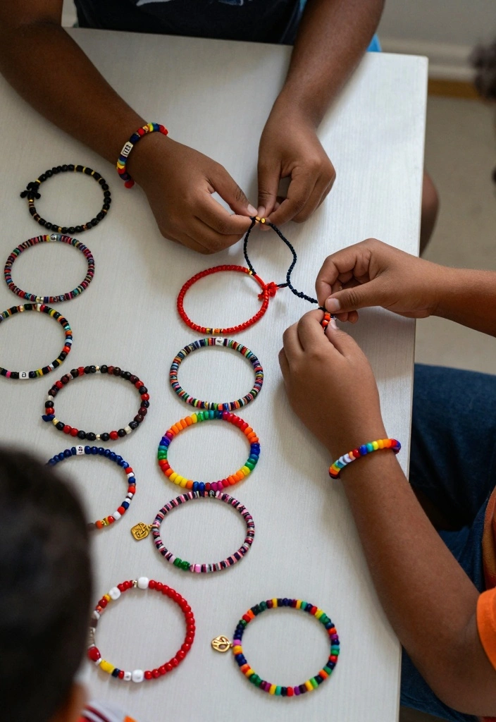 17 Easy Rainbow Crafts for Kids Using Paper and Simple Supplies - 17. Rainbow Friendship Bracelets 1