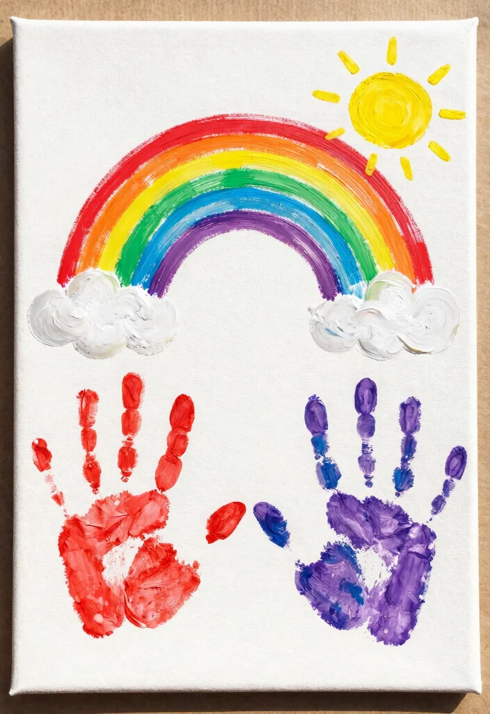 17 Easy Rainbow Crafts for Kids Using Paper and Simple Supplies - 3. Rainbow Handprints 1