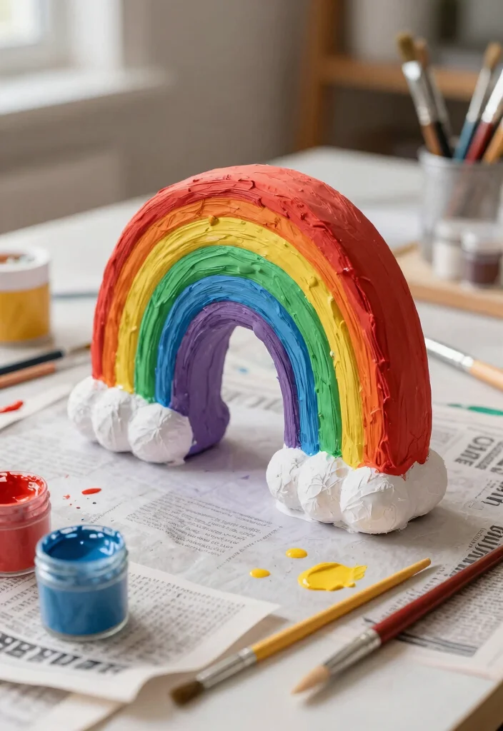 17 Easy Rainbow Crafts for Kids Using Paper and Simple Supplies - 5. Rainbow Paper Mache 1