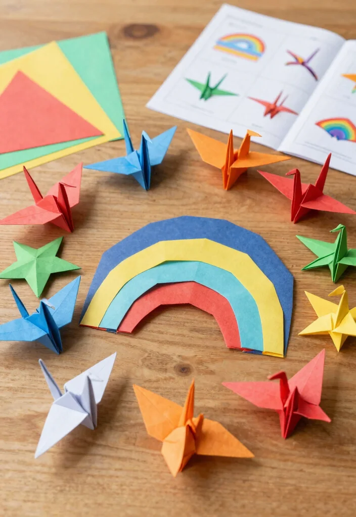 17 Easy Rainbow Crafts for Kids Using Paper and Simple Supplies - 6. Rainbow Origami 1