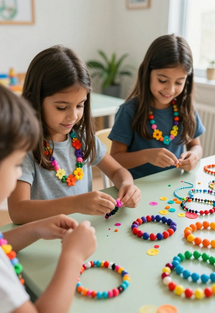 18 Creative Kids Necklace Crafts DIY Using Beads and Recycled Materials - 12. Beaded Flower Necklace 1