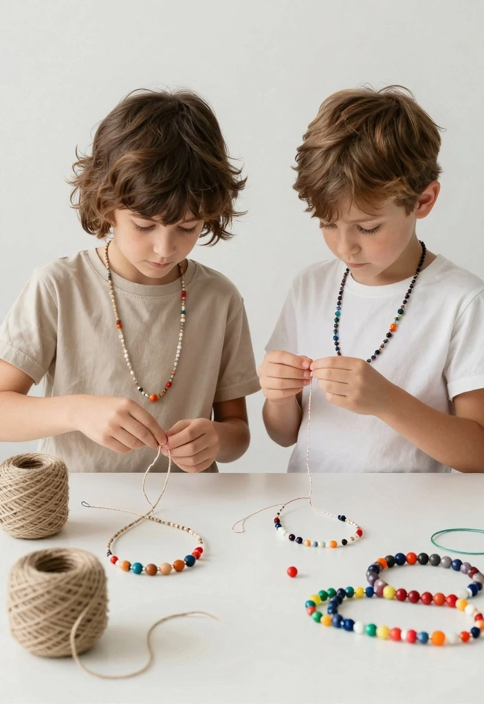 18 Creative Kids Necklace Crafts DIY Using Beads and Recycled Materials - 15. Simple Twine and Bead Necklace 1