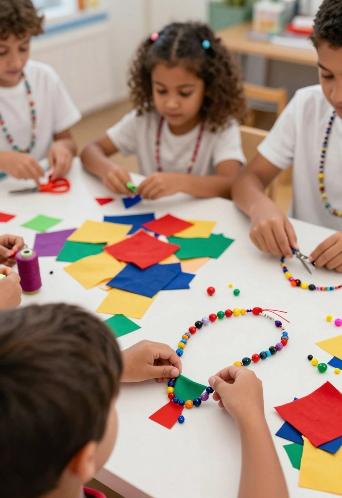 18 Creative Kids Necklace Crafts DIY Using Beads and Recycled Materials - 6. Fabric Scrap Necklace 1