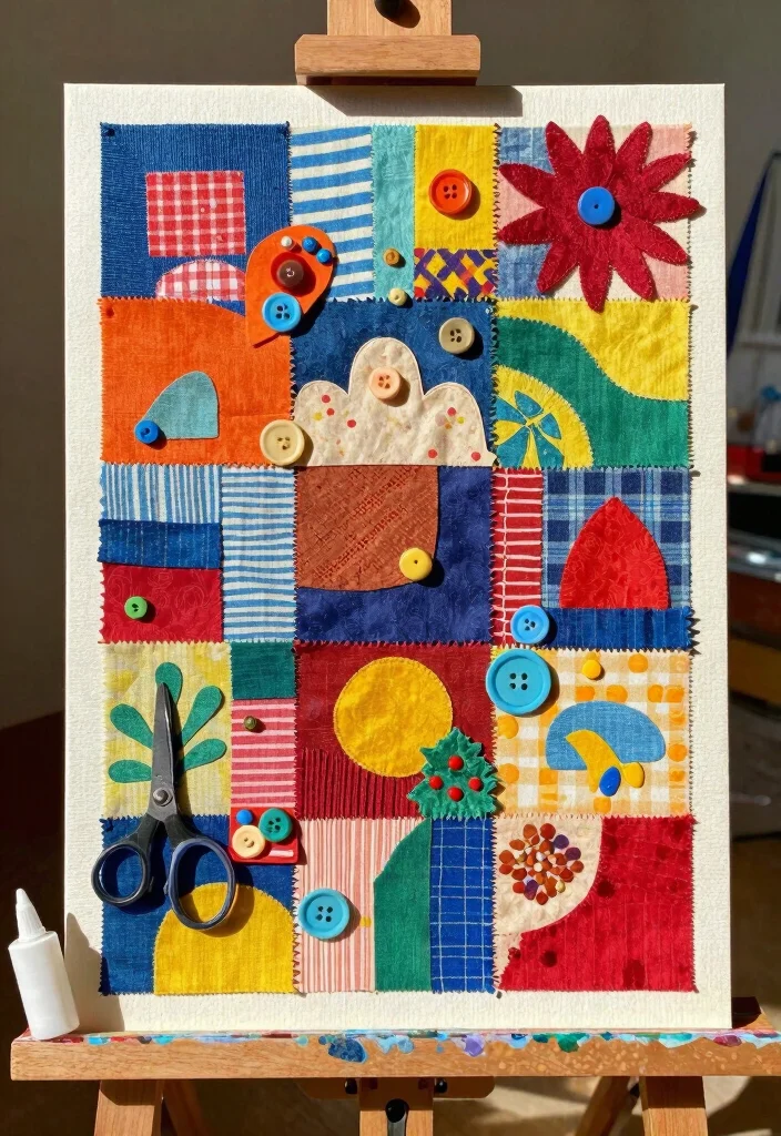 18 Creative Recycling Ideas for Kids – Fun and Easy DIY Projects - 4. Fabric Scrap Collage 1