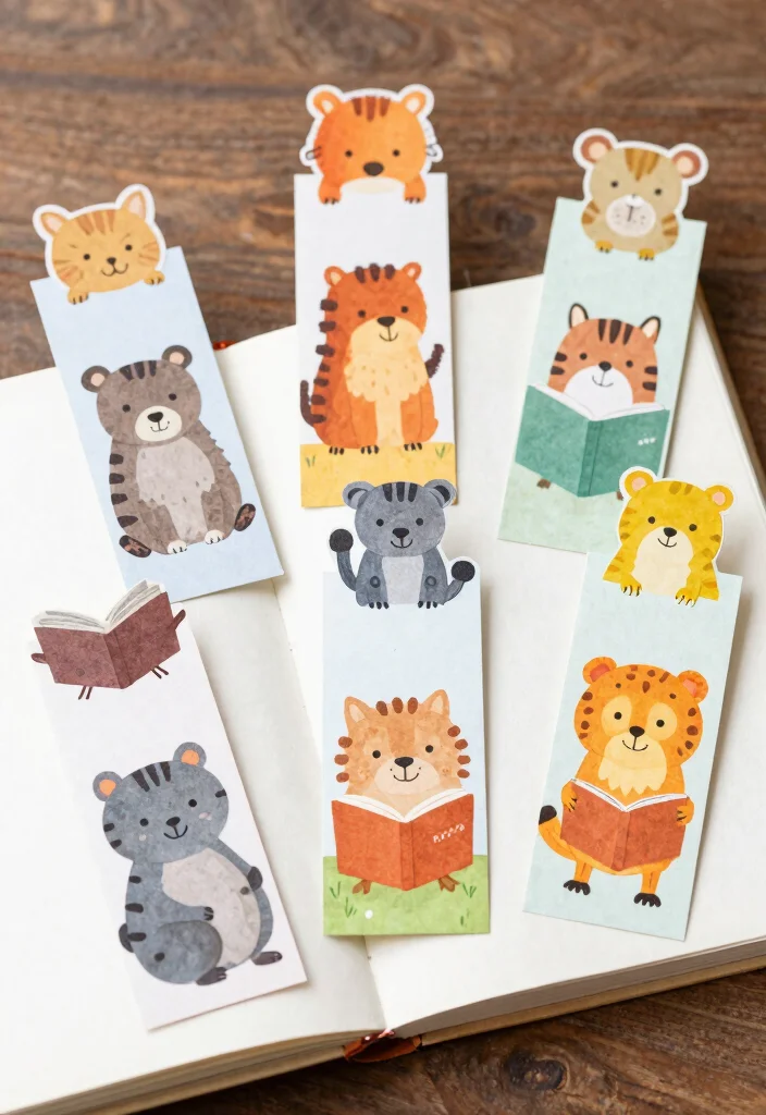 19 Cute DIY Valentine’s Bookmarks for Kids Using Paper and Markers - 16. Animal-Themed Bookmarks 1