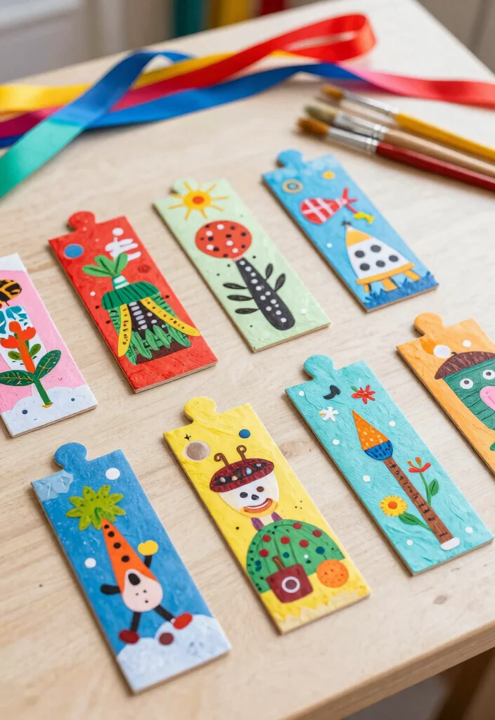 19 Cute DIY Valentine’s Bookmarks for Kids Using Paper and Markers - 18. Puzzle Piece Bookmarks 1