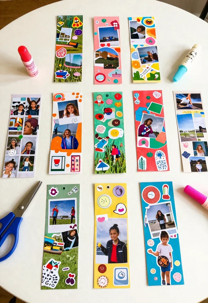 19 Cute DIY Valentine’s Bookmarks for Kids Using Paper and Markers - 19. Collage Bookmarks 1