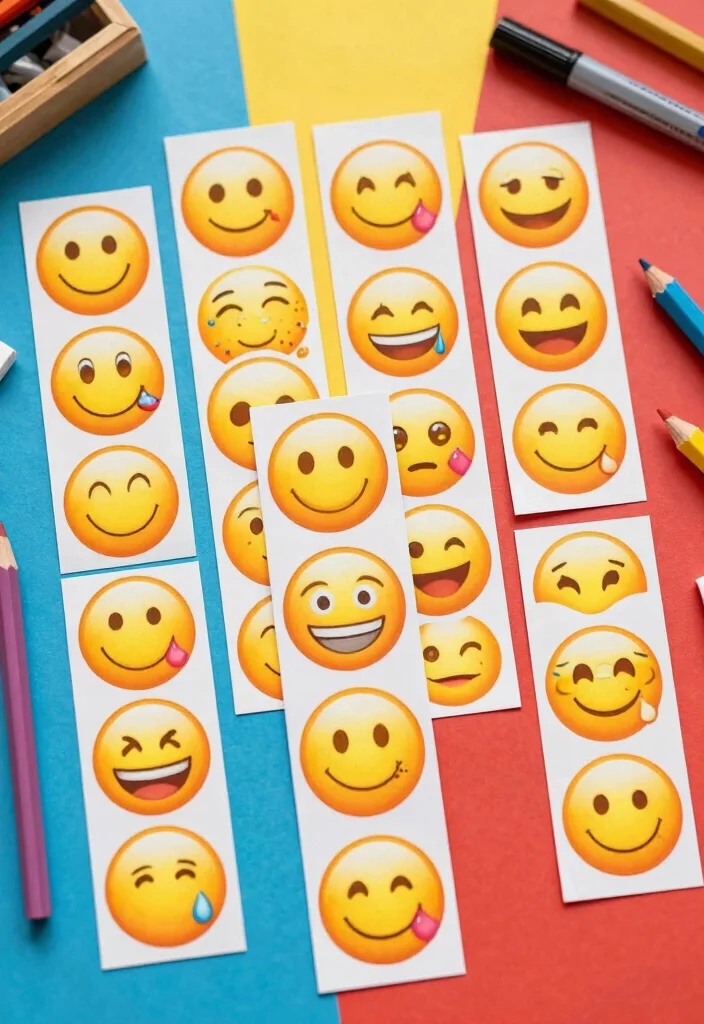 19 Cute DIY Valentine’s Bookmarks for Kids Using Paper and Markers - 7. Emoji Bookmarks 1