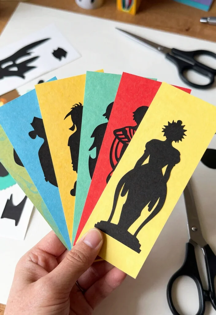 19 Cute DIY Valentine’s Bookmarks for Kids Using Paper and Markers - 9. Silhouette Art Bookmarks 1