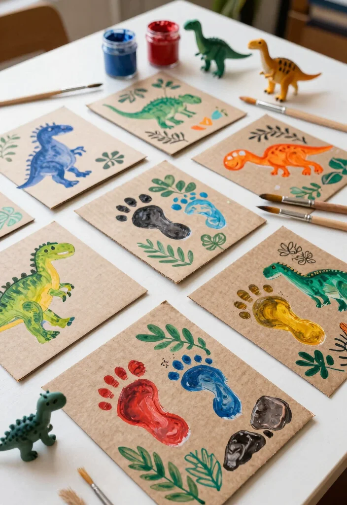 19 Fun DIY Dinosaur Crafts for Kids Using Paper - 4. Dino Footprint Art 1