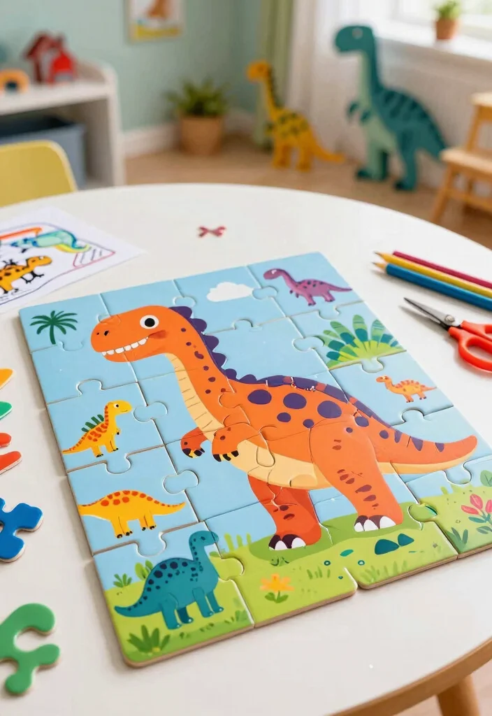 19 Fun DIY Dinosaur Crafts for Kids Using Paper - 9. Dino Puzzle Craft 1