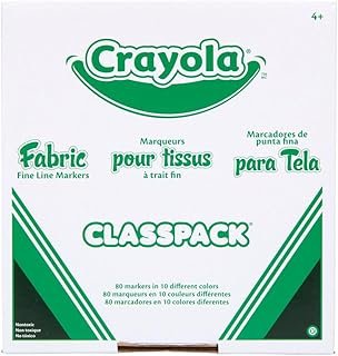 Crayola Fabric Marker Classpack, Ten Assorted Colors, 80/Box