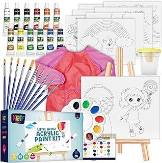 KEFF Acrylic Paint Set for Kids - Non Toxic Washable Paint - 32 Pcs Pain...