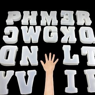 ESEDAGE 6 inch 26 Pack English Alphabet Silicone Letter Mold - Capital &...