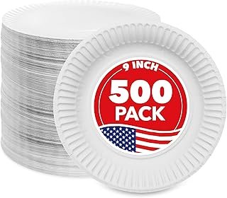 Stock Your Home 9-Inch Paper Plates Uncoated, Everyday Disposable Plates...