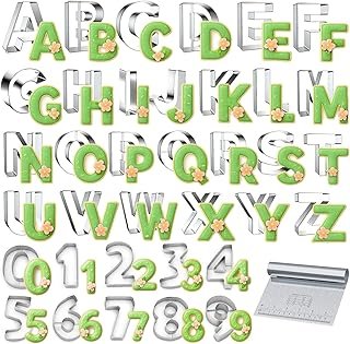 xify’s 36 Pcs Alphabet & Number Cookie Cutters, 3 Inch Assorted Sizes St...