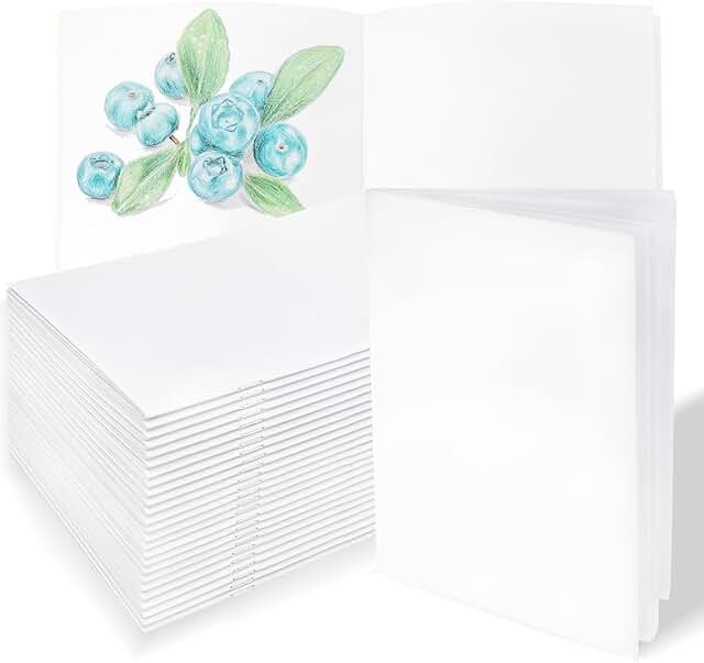 Mevlshcey 50 Pcs White Blank Notebook for Kids - 5.5 x 8.5 Inches - Unli...