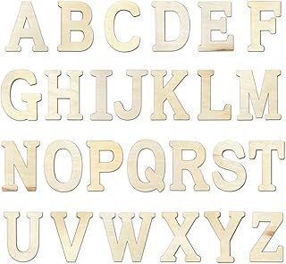 8 Inch 84 Pieces Wooden Unfinished Letters Wood Surface Alphabet Thin Wo...