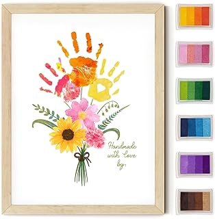 Physkoa Handprint Flower Kit with Frame – Kids Gifts for Mom or Grandma ...