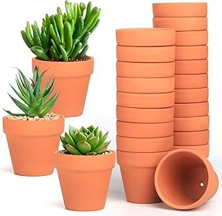 Terra Cotta Pots, 24 Pack 3.15 Inch Mini Clay Pot with Drainage Holes,Ca...