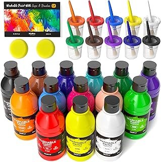 Nicpro 14 Colors Large Washable Paint for Kids 8.45oz/250ml, Non Toxic C...