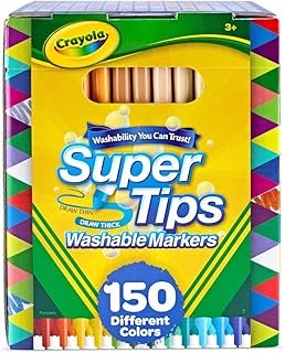 Crayola Super Tips Marker Set (150ct), 2-in-1 Fine Point & Broad Line Ma...