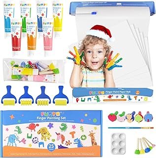 Funto Kids Washable Finger Paint Set, 25 PCS Non Toxic Art Painting Supp...