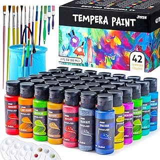 JOYIN Washable Tempera Paint Set for Kids 42PCS, Non Toxic Liquid Paint ...